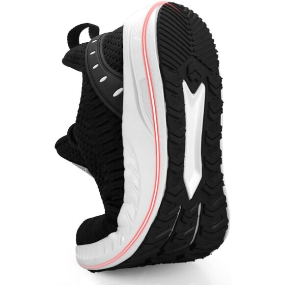 Men's Black White Non Slip Lightweight Workout Breathable Mesh Fashion Sneakers - Picture 4 of 6